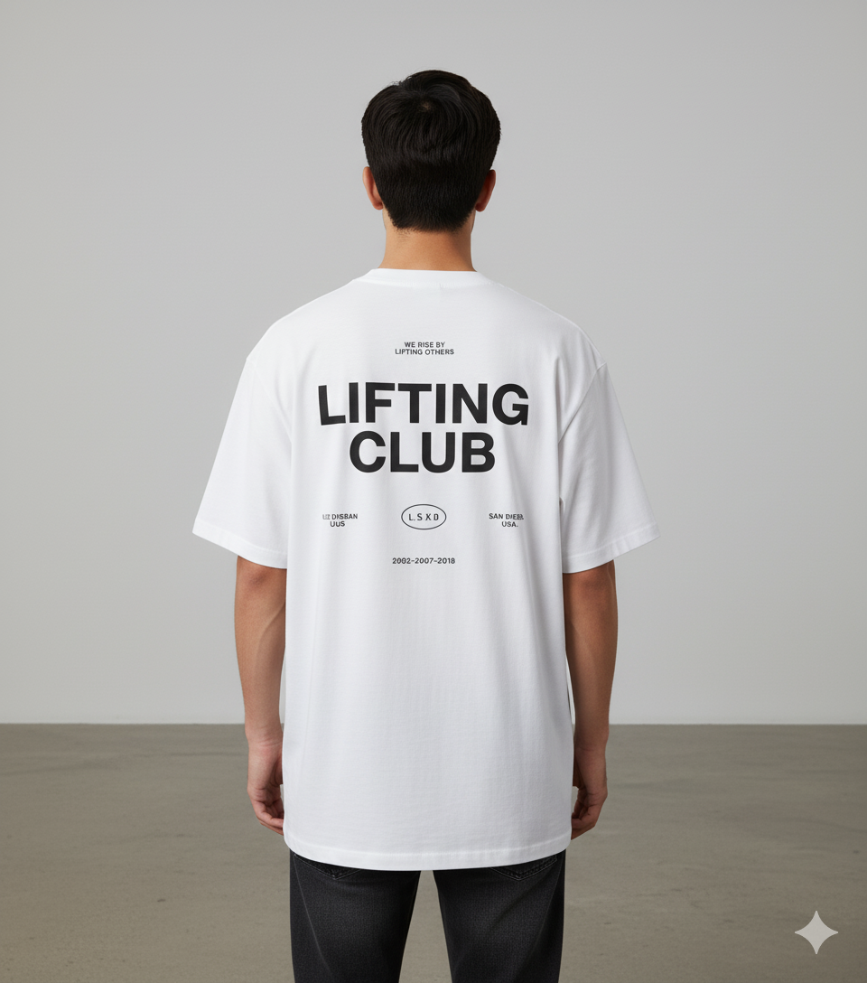 LIFTING CLUB (Back Print) - Premium 180 GSM Oversized T-Shirt
